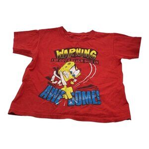 Nickelodeon Spongebob Squarepants Girls Red Shirt Karate Graphic Tee Size 6/7